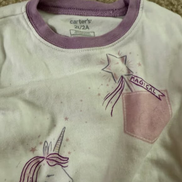 Carters 2T Girls 4-Piece Unicorn Pajamas - Picture 3 of 3